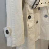 Burberry White Classic Trench Coat with Belt and Button Details Size UK 8