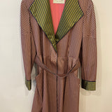 Etro Pink and Green Striped Silk Coat with Belt FR 38 (UK 10)