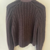 Hermès Brown Cashmere Knit Jumper with Lambskin Leather Braided Details Size FR 34 (UK 6)