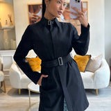 Burberry Black Classic Trench Coat with Belt Detail Size UK 8