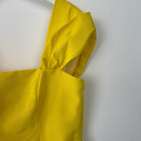 Carolina Herrera Yellow Silk Sleeveless Midi Dress with Embroidery Lining Detail Size US 10 (UK 14)