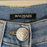 Balmain Light Blue Skinny Jeans with Silver Button and Zip Detail FR 34 (UK 6)