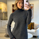 Loro Piana Grey Blue Long Sleeve Cashmere Turtle Neck Jumper with Double Neck & Cuff Detail Size IT 40 (UK 8)