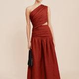 Posse - JOSLIN ONE SHOULDER DRESS - MERLOT