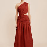 Posse - JOSLIN ONE SHOULDER DRESS - MERLOT