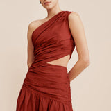 Posse - JOSLIN ONE SHOULDER DRESS - MERLOT