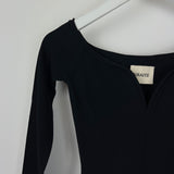 Khaite Black Stretch-Knit Long Sleeve Maxi Dress With Sweetheart Neckline Size XS (UK 6)