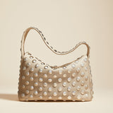 The Elena Bag in Dark Ivory Leather with Studs