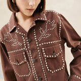 Roeffler Randall - Elijah Espresso Studded Denim Jacket