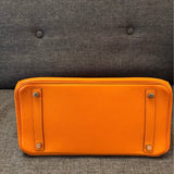 Hermès Orange Birkin 30 Bag in Swift Leather With Palladium Hardware