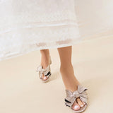 Roeffler Randall - Emilia Champagne Pleated Bow Heel