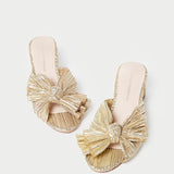 Roeffler Randall - Emilia Gold Pleated Bow Heel