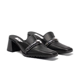 Elleme - Eva Loafer Mule Leather/Metal Black