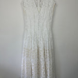 Tory Burch White Sleeveless Crochet Pleated Midi Dress Size 6 (UK 10)