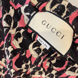 Gucci Pink and Black Silk Bulldog Printed Trousers Size IT 42 (UK 10)