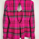 Area Hot Pink & Black Checked Blazer with Cut-Out Detail & Crystals Embellishments Size US 6 (UK 10)