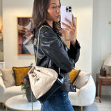 Chanel Nude, Black Mini Gabrielle Backpack in Aged Calfskin Leather with Ruthenium & Brushed Gold Hardware