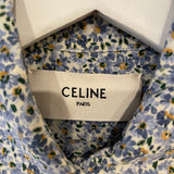 Céline Blue Floral Silk Midi Dress with Gold Logo Buttons Detailing Size FR 34 (UK 6)