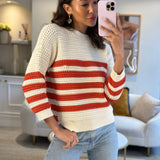 Gucci Cream Crewneck Knit Jumper with Orange Stripes XXS (UK 4)