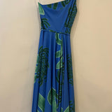 Themis Z Green and Blue One Shoulder Floral Midi Dress Size FR 36 (UK 8)