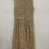 Prada Metallic Gold Sleeveless Floral Crochet Midi Dress Size IT 42 (UK 10)