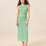 Roeffler Randall - Faye Green Crochet Column Dress