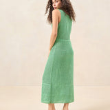 Roeffler Randall - Faye Green Crochet Column Dress