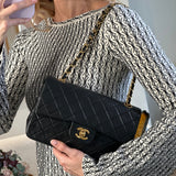 Chanel Black Vintage Classic Small Double Flap Bag in Lambskin Leather with 24K Gold Hardware