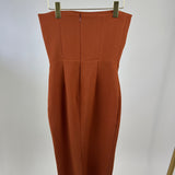 Alex Perry Rust Bandeau Crepe Midi Dress Size UK 10