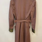 Etro Pink and Green Striped Silk Coat with Belt FR 38 (UK 10)