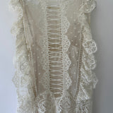 Zimmermann Cream Crochet Lace Polkadot Midi Dress Size 0 (UK 6)