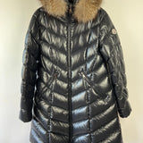 Moncler Black Fulmarus Hooded Diamond-Quilted Long Down Jacket with Brown Fur Size 6 (UK 20) RRP £1,790