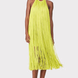 Herve Leger - FRINGED HALTER MIDI DRESS