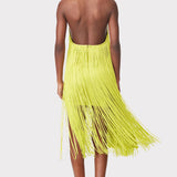 Herve Leger - FRINGED HALTER MIDI DRESS