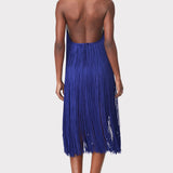 Herve Leger - FRINGED HALTER MIDI DRESS