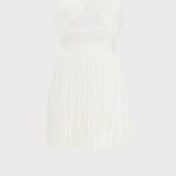 Herve Leger - CROSSOVER HALTER FRINGE MINI DRESS