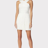 Herve Leger - CROSSOVER HALTER FRINGE MINI DRESS