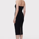 Herve Leger - DRAPED HALTER FRINGE MIDI DRESS