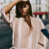 FRAME - Femme Cable Mix Sweater -- Blush Multi