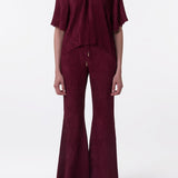 GABRIELA HEARST - Claude Flare Pant in Bordeaux Plisse Silk