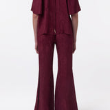 GABRIELA HEARST - Claude Flare Pant in Bordeaux Plisse Silk