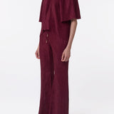 GABRIELA HEARST - Claude Flare Pant in Bordeaux Plisse Silk