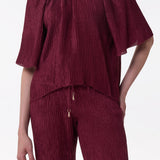 GABRIELA HEARST - Claude Flare Pant in Bordeaux Plisse Silk