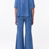 GABRIELA HEARST - Claude Flare Pant in Sky Plisse Silk