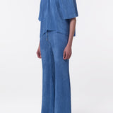 GABRIELA HEARST - Claude Flare Pant in Sky Plisse Silk