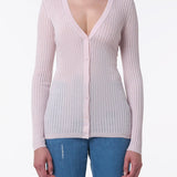 GABRIELA HEARST - Emma Pointelle Knit Cardigan in Pale Blush Cashmere Silk