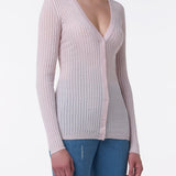 GABRIELA HEARST - Emma Pointelle Knit Cardigan in Pale Blush Cashmere Silk