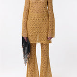 GABRIELA HEARST - Archie Mini Dress with Lining in Gold Silk Macrame Lace