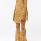 GABRIELA HEARST - Archie Mini Dress with Lining in Gold Silk Macrame Lace