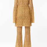 GABRIELA HEARST - Archie Mini Dress with Lining in Gold Silk Macrame Lace